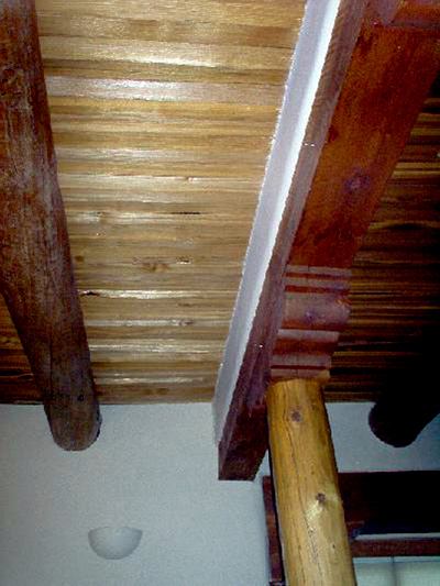 Interior design detail of traditional beams, posts and corbels